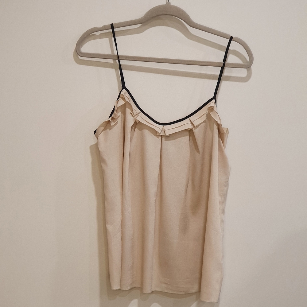 Naked Zebra flowy silky tank top, beige, size large